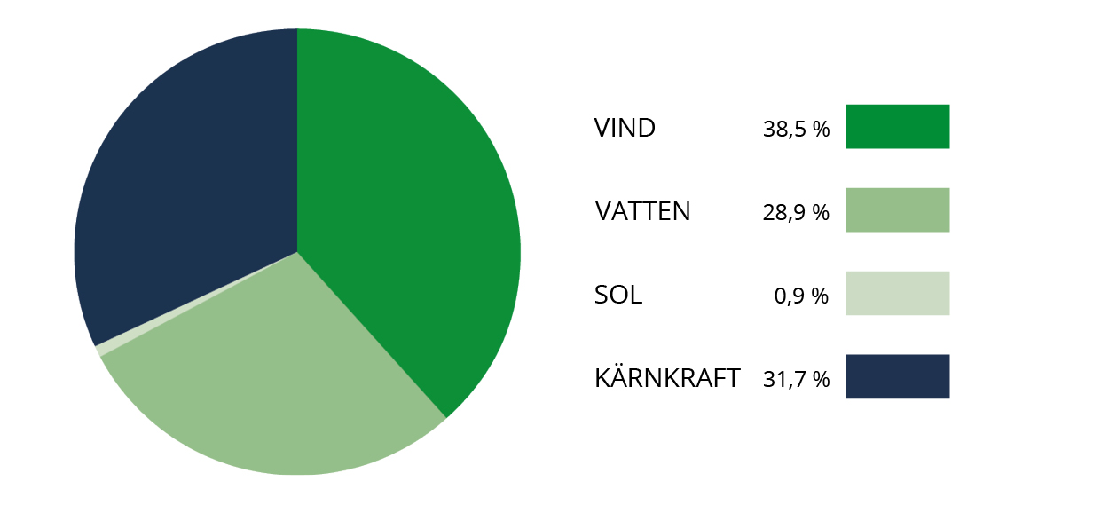 Cirkeldiagram med siffrorna i föregående textstycke