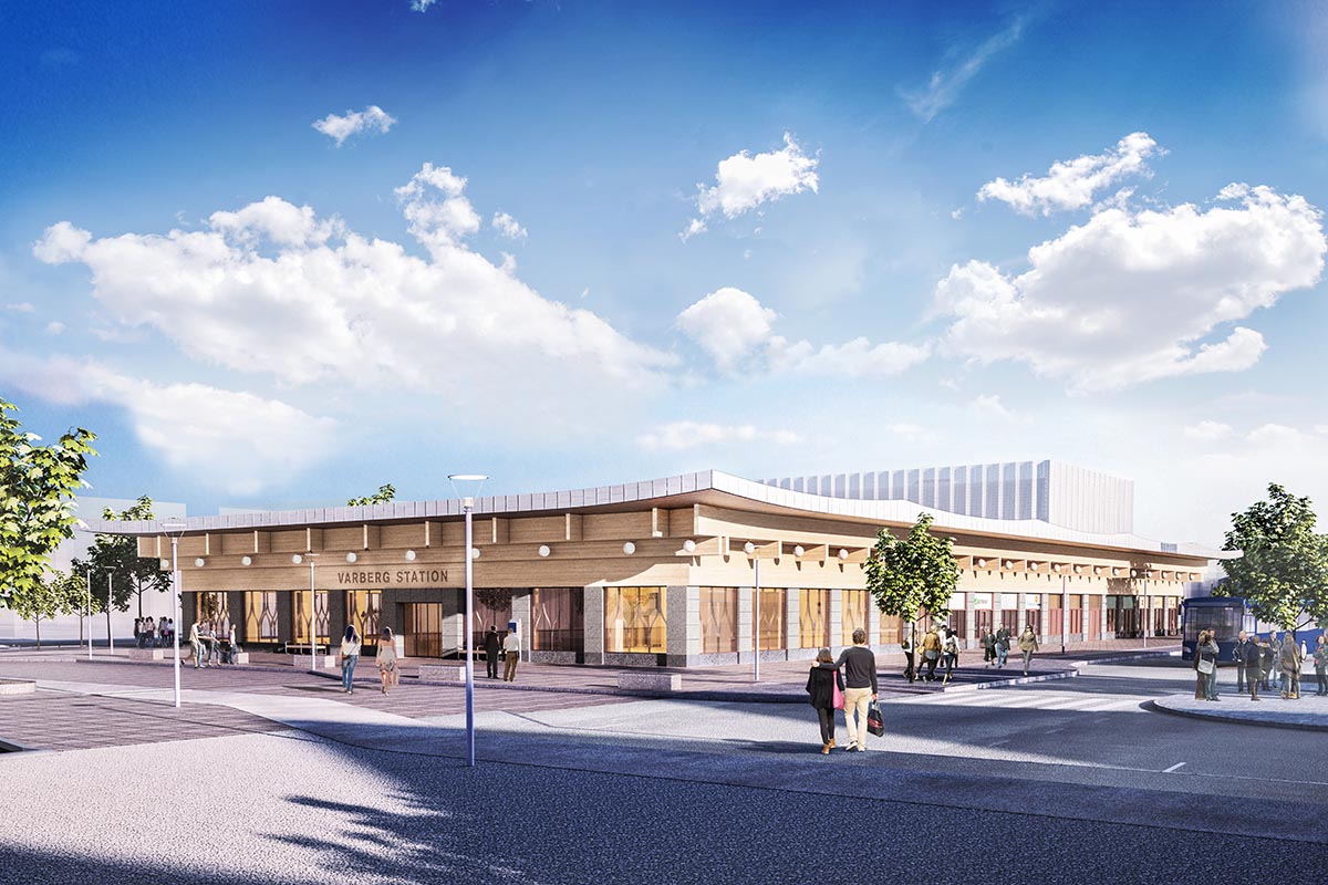 3d-bild över Varbergs nya centralstation