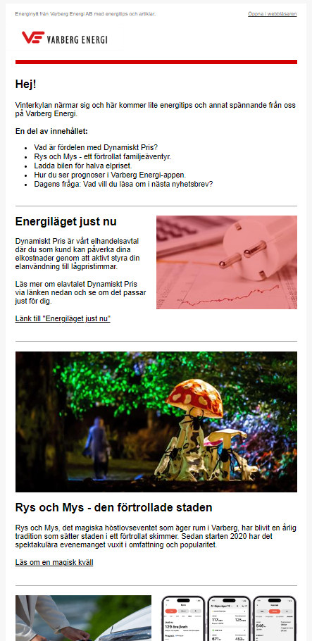 avbildning av ett mailutskick från Varberg Energi