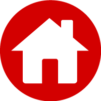 illustration vitt hus i röd cirkel