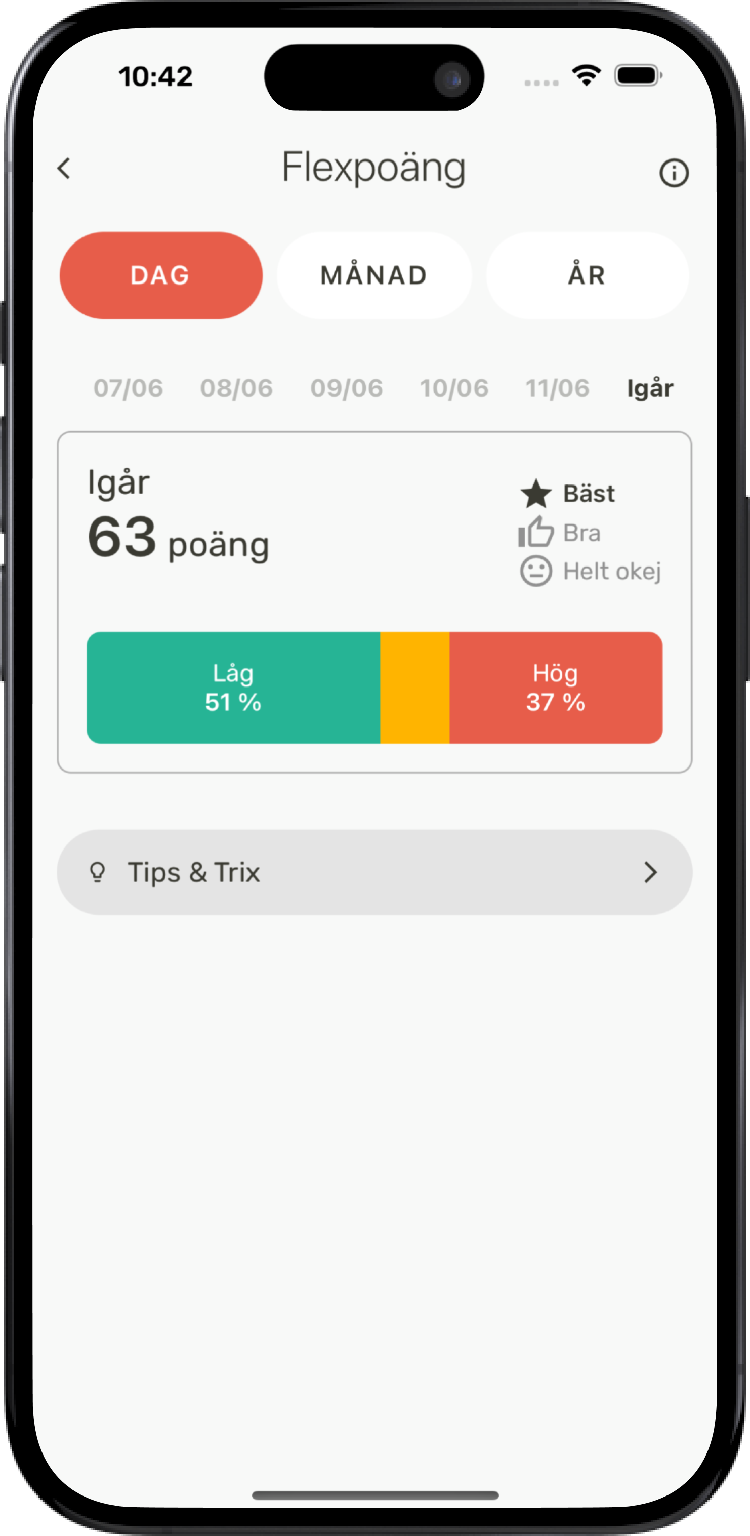 illustration över skärmbild i en app - flexpoäng