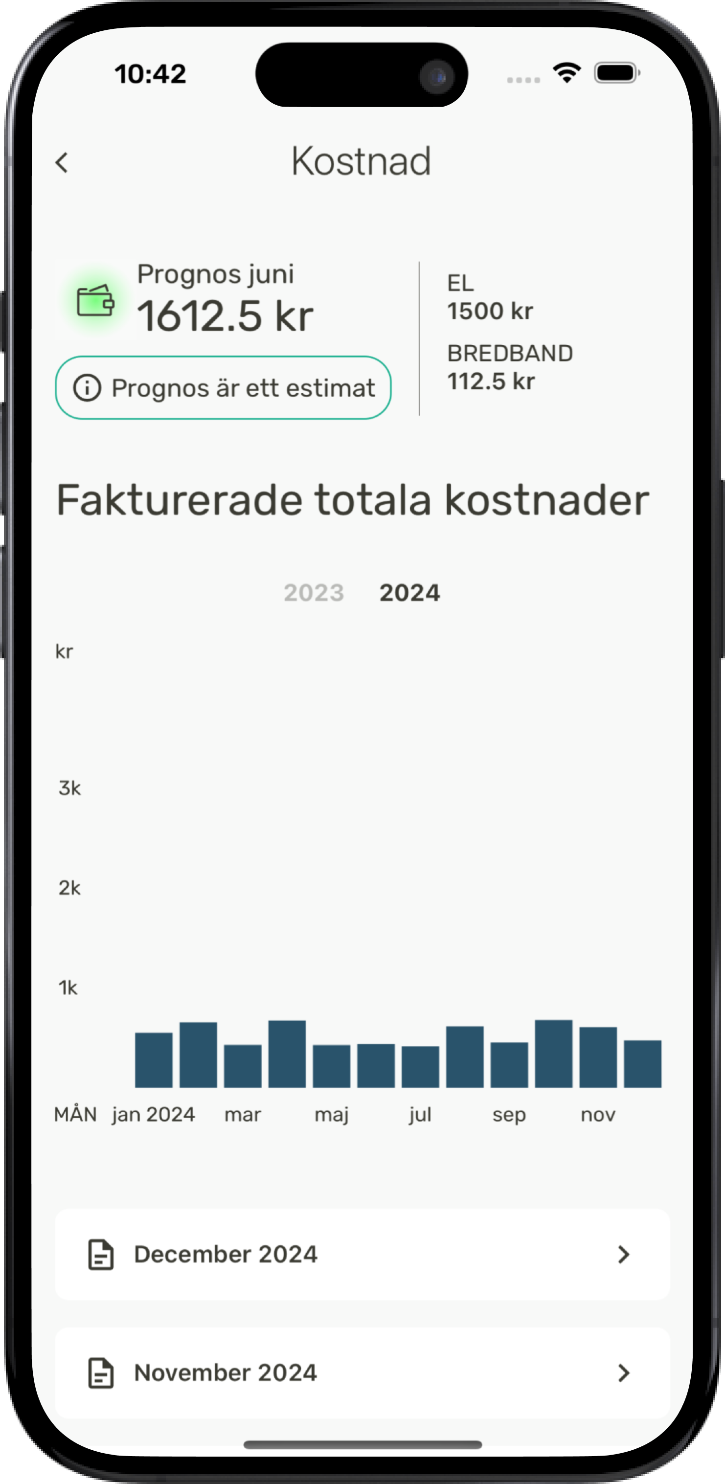 illustration över skärmbild i en app - kostnad
